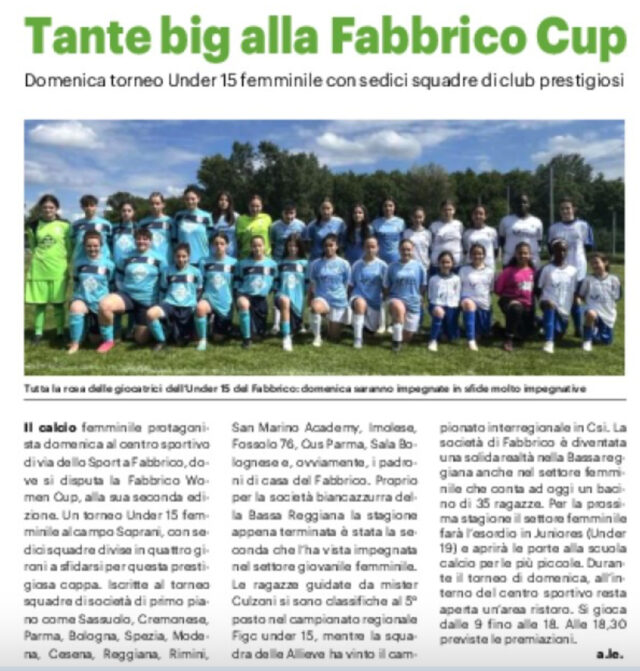 2° Torneo “Fabbrico Women CUP”