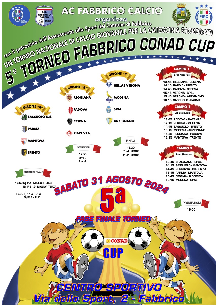 5Â° TORNEO CONAD CUP DI FABBRICO - LOCANDINA 31 AGOSTO 2024